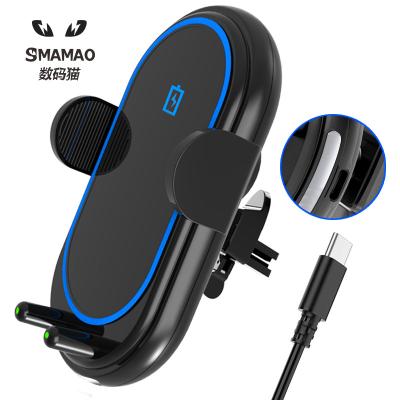 China Mobile Phone Amazon Hot Selling For Iphone With Lamp Car Wireless Charging Holder for sale