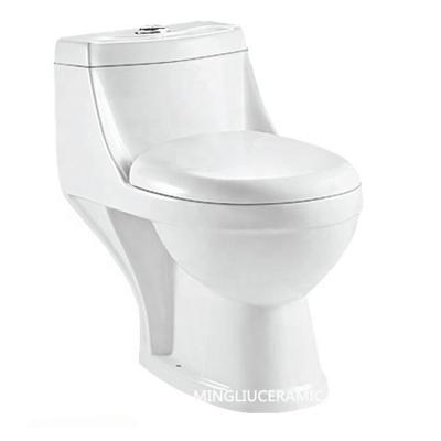 China Double-Flow Washdown Floor Mounted Strap WC One Piece Toilet Bowl With Ceramic Toilet Seat Toilets for sale