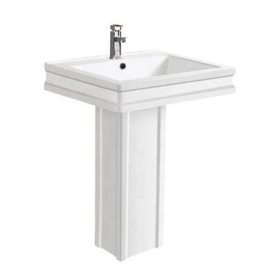 China Modern Bathroom Hand Wash Basin With Full Pedestal Basin Ceramic Sanitary Sink With Pedestal for sale