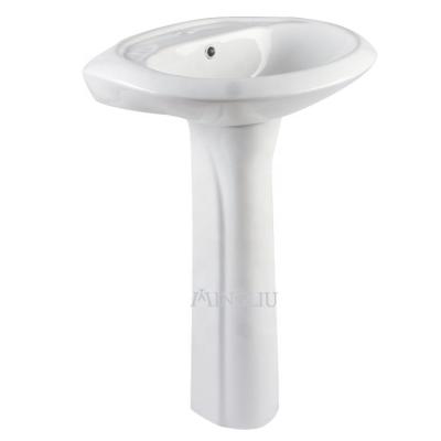 China Luxury Hotel Modern Project Design Pedestal Bathroom Pedestal Ceramic Sink for sale