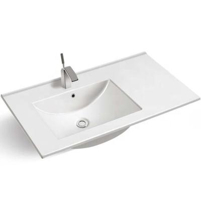 China Modern Hot Product 90cm Bathroom Table Top Ceramic Washbasin Sink Cabinets And Lavatory Price for sale