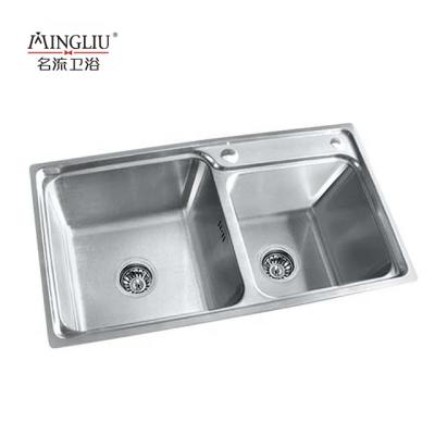 China Without Faucet Price Stainless Steel Economical Italian Kitchen Sink With Double Bowl for sale