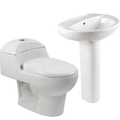 China Double-flow full set washbasin and toilet for bathroom/wc siphonic toilet set/ceramic bathroom set for sale