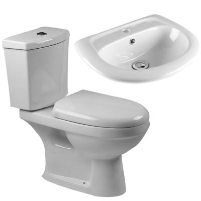 China Hot Selling Double-Flow Sanitary Ware Bathroom Set Ceramic Two Piece Toilet And Basin Bathroom Sets for sale