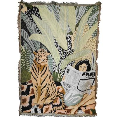 China Anime Tiger Warm Cotton Polyester Throws Home Decor Blanket Portable Tapestry for sale