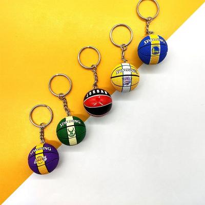 China Memories. Decoration. Promotion Sale Hot Stamping Rubber and PU Leather Basketball Club Logo 3d Mini Basketball Keychain for sale