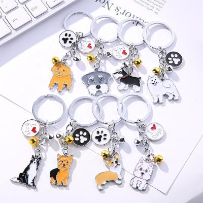 China Creative Metal Pendant Advertising Gift Back Blank Customize Laser Lettering Logo Metal Zinc Alloy Keychain Dog Key Chain for sale