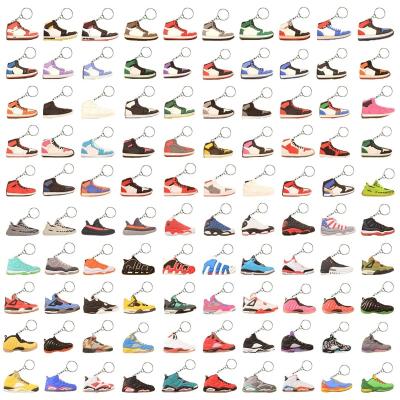 China Memories. Decoration. Wholesale Cute PVC 3d Key Chain Mini Sneaker Basketball Aj Shoes Jor Dan Shoe Key Ring Model 145 Promotion Styles With Box for sale