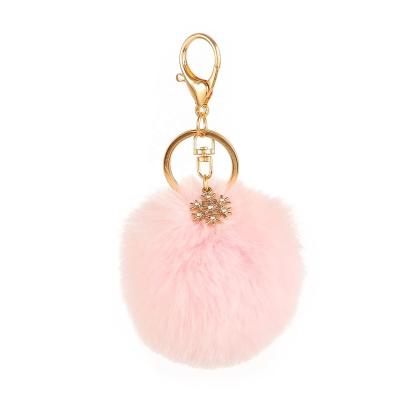 China To Your Family Wholesale Supply Multicolor Hairy Fluffy Ball Faux Rabbit Fur Pom Pom Keychain for sale