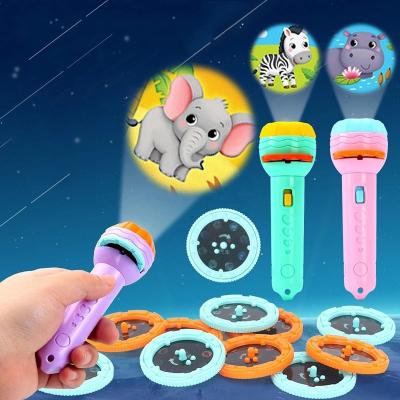 China Kids Early Animal Flashlight Slide Projector Education Projector Torch Lamp Toys Bedtime Knowledge Device Amusement Projector Torch for sale