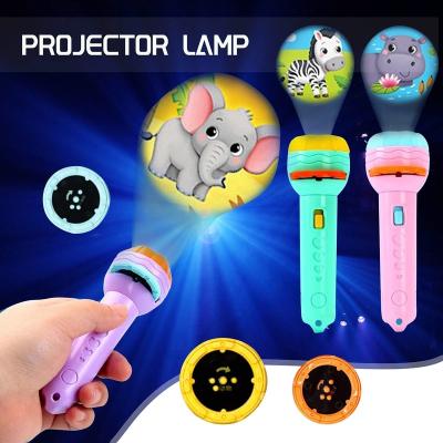 China Children Early Animal Flashlight Torch Slide Projector Wholesale Price Education Projector Torch Toys Bedtime Knowledge Device Fun Torch for sale