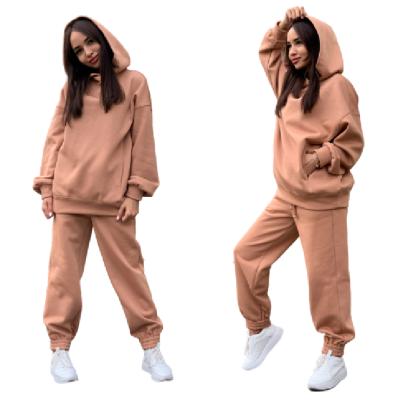 China New fashion autumn and winter casual two-piece suit hot sale ladies sweater suit solid color hooded sweater QUICK DRY for sale