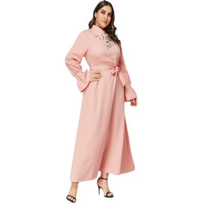 China Viable Plus Size Explosive Women's European Spring And Autumn Fashion Embroidered Stand Collar Long Sleeve Dress for sale