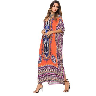 China Plus Size Hot Spring and Summer Islamic Dress Plus Size Casual Women's Long Dress Printed Fashion Dress for sale