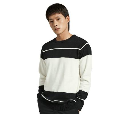 China New Arrival Anti-wrinkle Sweater Men's Long Sleeve Sweater Autumn And Winter Trend Stripe Warm Sweater for sale