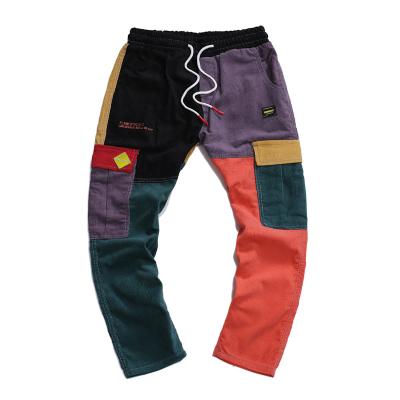 China Viable men's summer corduroy casual multi-process color matching plus size pants in men's pants and trousers for sale