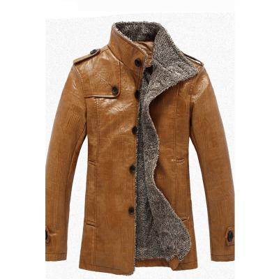 China QUICK DRY Warm Clothing Jackets Long Zipper Pockets Fur Style PU Leather Jackets For Mens Sports Wearing Leather Jackets for sale