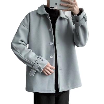 China Breathable famous men's short wind thickened warm loose Korean men's woolen jacket cold coat for sale