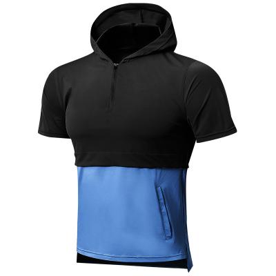 China Anti-pilling Latest Spring And Summer High Quality Casual Short Sleeve Sports Running Tight Short Sleeve Hoodie Color Matching T-shirt for sale