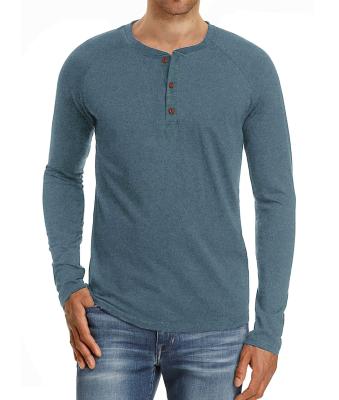 China Anti-wrinkle European and American men's round neck long-sleeved T-shirts for sale