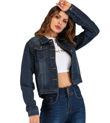 China Spring/autumn new QUICK DRY fashion denim short lattice coat long loose sleeve jacket for women for sale