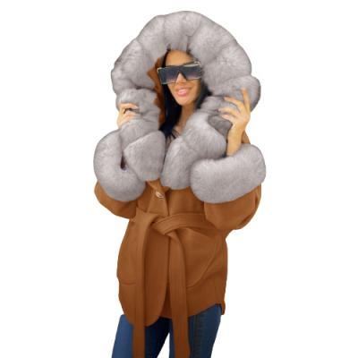 China Sustainable Fashion Shorts Fur Collar Quilted Thick Warm Casual Loose Short Coat Woolen Winter Coat Jacket Coat for sale