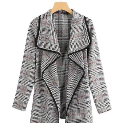 China New Sale Autumn And Winter Plaid Ditch Coat Viable Hot Lapel Frosted Suiting Women's Coat for sale