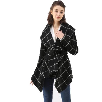 China Autumn And Winter Tartan Coat Polyester Wholesale Price Breathable Hot Sale High Quality Lace-up Woolen Coat for sale