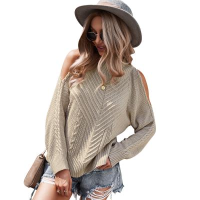 China 2021 European and American Amazon independent research and development design anti-wrinkle and -shoulder solid color sweater 2021 autumn winter for sale