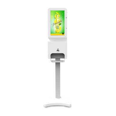 China Indoor Digital Signage With Hand Sanitizer Dispenser Automatic Advertising Screen 21.5 Inch Hot Product for sale