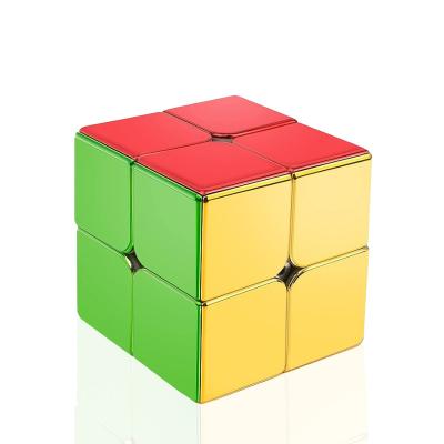 China Cyclone Stickerless Speed ​​Reflective Magic Cube 2x2x2 Boys 2x2 Magnetic Metal Mirror Cube Puzzles Toy Gift for Kids Adults for sale