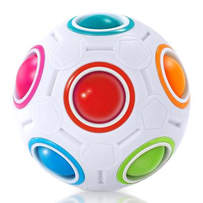 China Funny Educational Cube Ball Fun 3D 12 Holes Toy Magic Rainbow Puzzle Ball Puzzle Magic Cube Ball Toys Fidget Football for sale