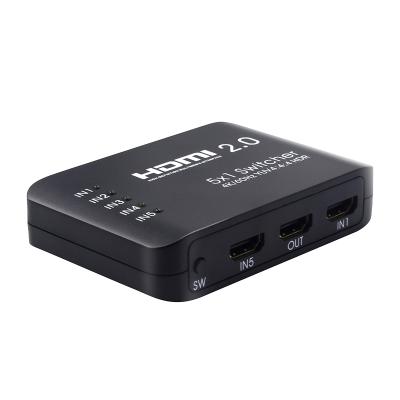 China 30% off HDMI 2.0 in 1 Video Switcher 5x1 4K60Hz 3D HDMI Matrix Switcher 5 with IR Remote Control HV-SW501V20 for sale