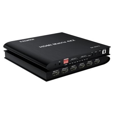 China Support HDR 4*2 HDMI 2.0 Matrix 4 Input Video Audio Switch 2 Output Slot 8k 4k HDR 4x2 Matrix With Controller for sale