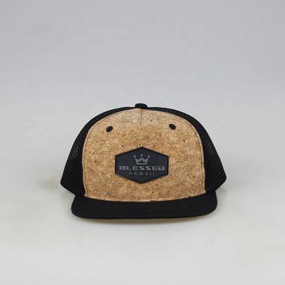 China Custom Wooden PVC Logo Trucker Hat Flat Brim Mesh Trucker Caps From Hip Hop Cork Snapback Rubber From Factory JOINT for sale