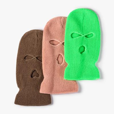 China COMMON High Quality Fashion Balaclava Custom Warm Outdoor Ski Mask With 3 Hole Manufacturer Adult Knitted Hat for sale