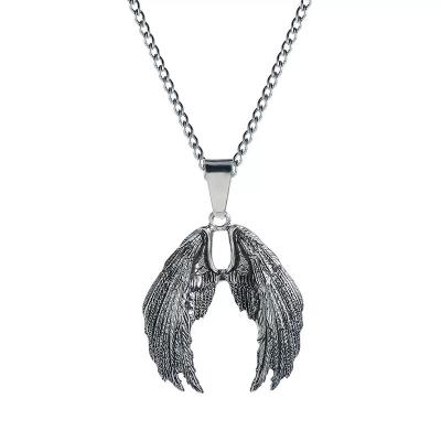 China Fashionable Europe and America hip hop angel devil wings alloy stainless steel jewelry necklace for sale