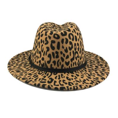 China 2021 Personality Fedora Trendy Versatile Wide Brim Fedora Hat Wholesale Fashion Cow Pattern Women's Hats Fedora Hat for sale