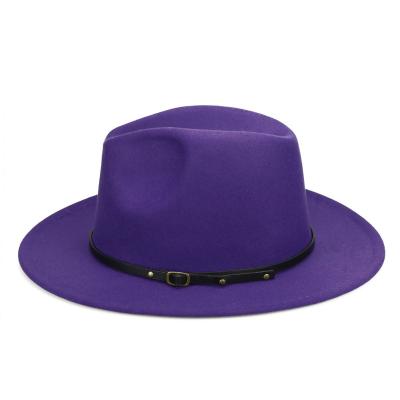 China Fashion New Fashion Polyester/Cotton Unisex Wide Brim Felt Hats Custom Women's Felted Hat Panama Women's Shade Fedora Hats for sale