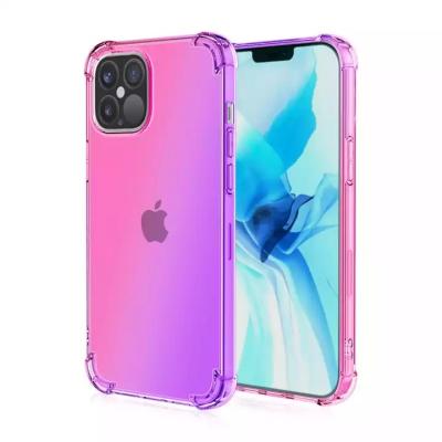 China Fashion Shockproof Cell Phone Case For iPhone Four Corners Phone Case Two Inclusive Protective Color Gradient For iPhone 14 13 Pro Max for sale