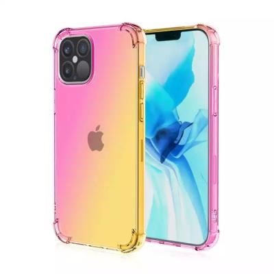 China Gradient Color Shockproof Phone Back Cover For iPhone 14 13 Clear Dual Top Layer TPU Bumper Mobile Case For iPhone 13 pro max for sale