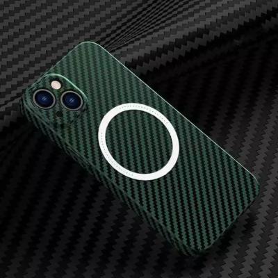 China New Shockproof Carbon Fiber Magnetic Phone Case For iPhone 14 Magsafe Case Real Carbon Fiber For iPhone 13 pro Max Phone Case With Magnetic for sale