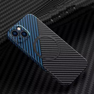 China New Luxury Shockproof Carbon Fiber Magnetic Phone Case For iPhone 12 13 Pro Max 14 Carbon Fiber Phone Case With Lens Protective Film for sale