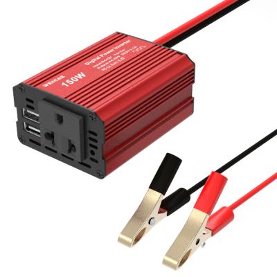 China 150W Power Inverter DC 12V To AC 220V Converter With Alligator Battery Clamp 2.1A Dual USB 8*6.3*4CM Car Charger for sale