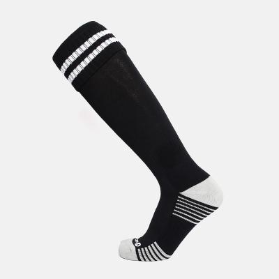 China Best Quality Antibacterial Combed Cotton Knee High Soccer Socks, Custom Logo Anti Slip Football Socks For Men for sale