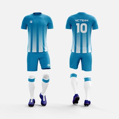 China Football Team Kit, Heat Transfer Printing New Pattern Polyester Soccer Jersey Blue Uniform For Men for sale