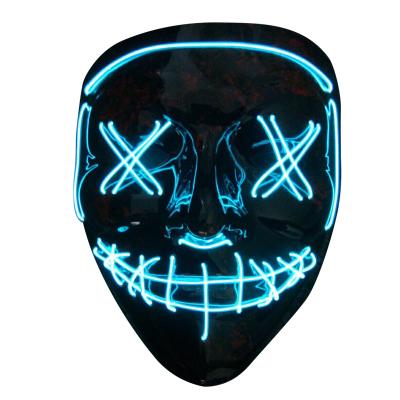 China Hot Selling Amazon Halloween PVC Led Light Up Purge Scary Neon Glowing Funny Mask EL LED Wire Face Mask for sale