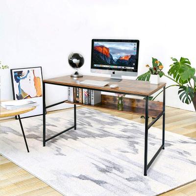 China Industrial Commercial Style Furniture Office Folding Desk Table Personal Computer Study Desk With Shelf for sale