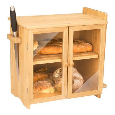 China Freshness Keeping Double Door Bread Box With Movable Cutting Board Knife And Racks for sale