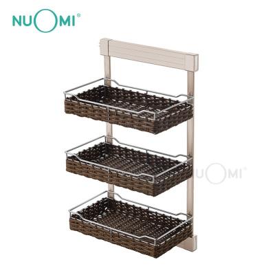 China Viable Nuomi Violet Series Three Layers Wicker Storage Basket for Wardrobe for sale